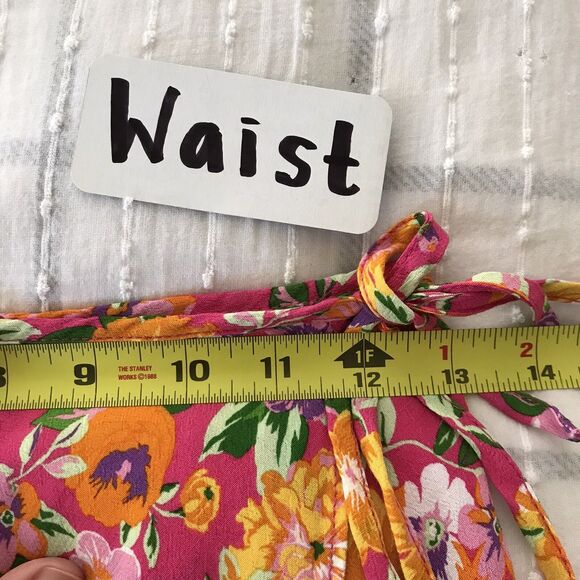 Zara Colorful Pink Floral Short Mini Summer Wrap Short Skirt NWOT - S - Picture 5 of 8